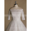 Princess Off Shoulder Applique Lace &amp; Beads 1/2 Sleeve Wedding Party Dress